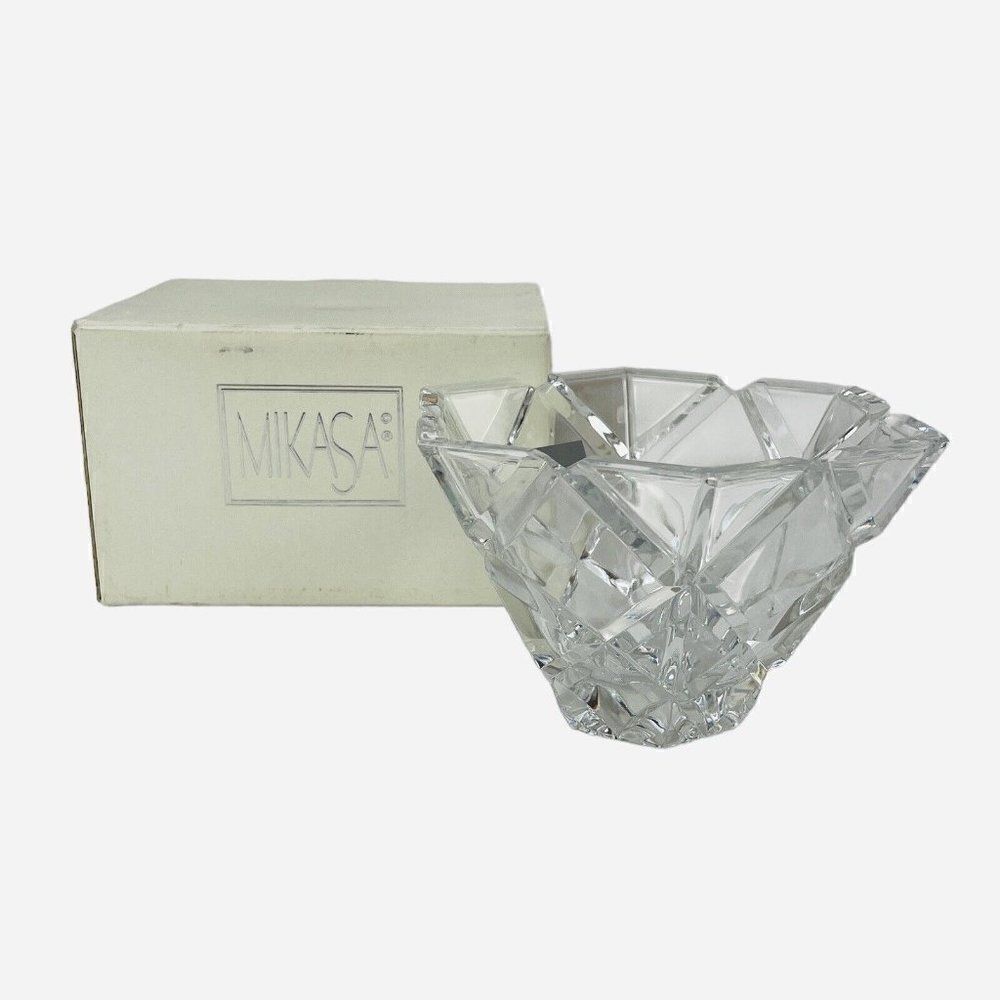 Vintage Mikasa Diamonds Crystal Hexagon 5" Bowl Slovenia Original Box Decor Dish